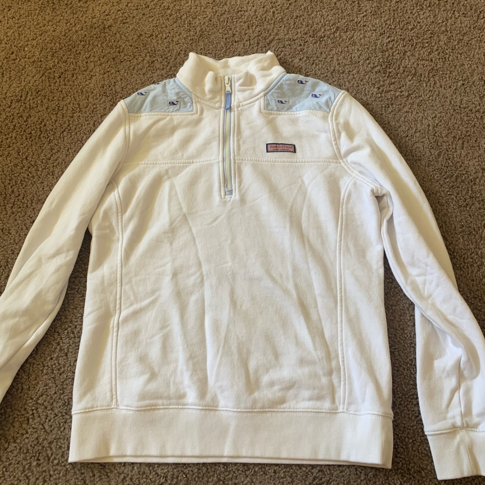 White and Blue Vineyard Vines Quarter Zip Small